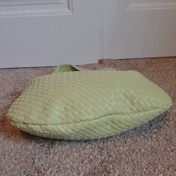 Melie Bianco Brigitte Woven Light Yellow Green Vegan Leather Bag - Picture 6 of 12